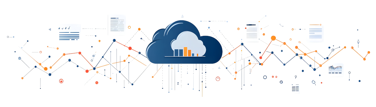 An illustration of a cloud with various graphs and charts around it representing cloud monitoring and observability
