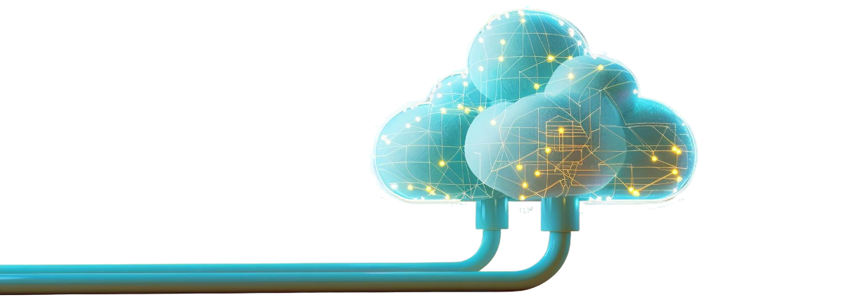 An illustration of a cloud with dual network style connections representing reliable cloud solutions